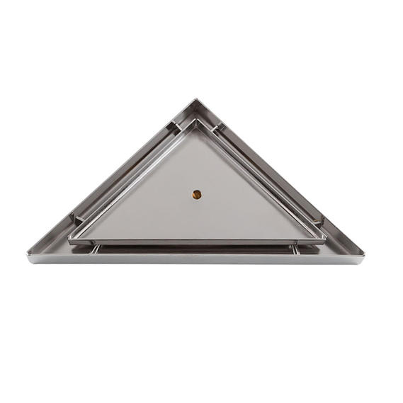 TI-602S Desagües de ducha de esquina con filtro de inserto de azulejo empotrado triangular de acero inoxidable